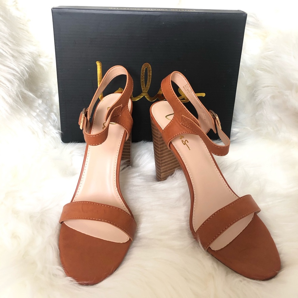 NWT Nude High Heels Sandals Block Heel Ankle Strap - Picture 4 of 6